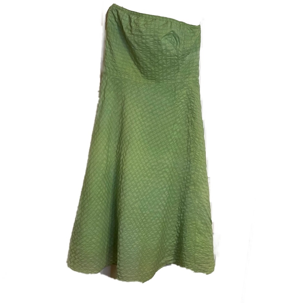 J Crew Light Green Strapless Polka Dot Dress